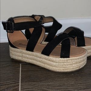 Black platform wedges